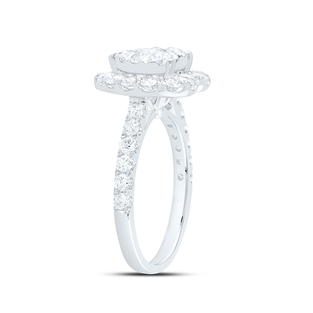 18K Yellow Or White Gold 1 7/8Cttw Natural Diamond Ana M Elite 1/4Ctw Center Round Heart Single Halo Bridal Ring