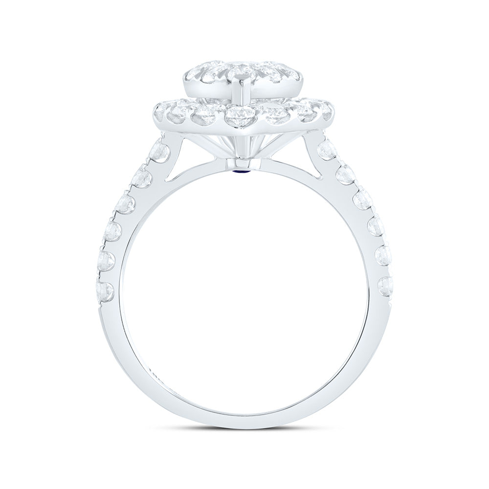 18K Yellow Or White Gold 1 7/8Cttw Natural Diamond Ana M Elite 1/4Ctw Center Round Heart Single Halo Bridal Ring