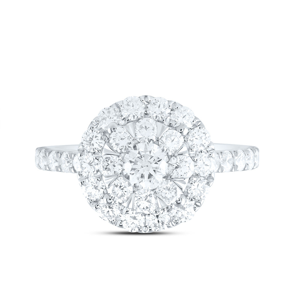 18K White Gold 1 3/4Cttw Natural Diamond Ana M Elite 1/3Ctw Center Round Single Halo Bridal Ring