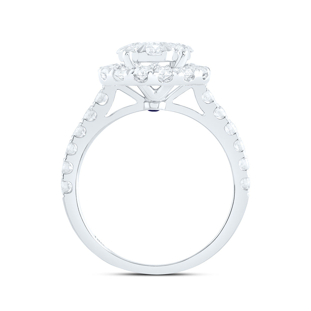 18K White Gold 1 3/4Cttw Natural Diamond Ana M Elite 1/3Ctw Center Round Single Halo Bridal Ring