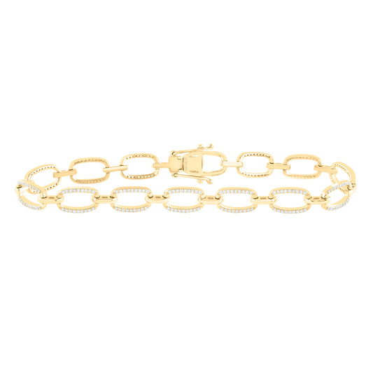 14K Yellow Or White Gold 3/4Cttw Natural Diamond Cn (6.5 Mm) Ladies Cuban Bracelet (7 Inch)