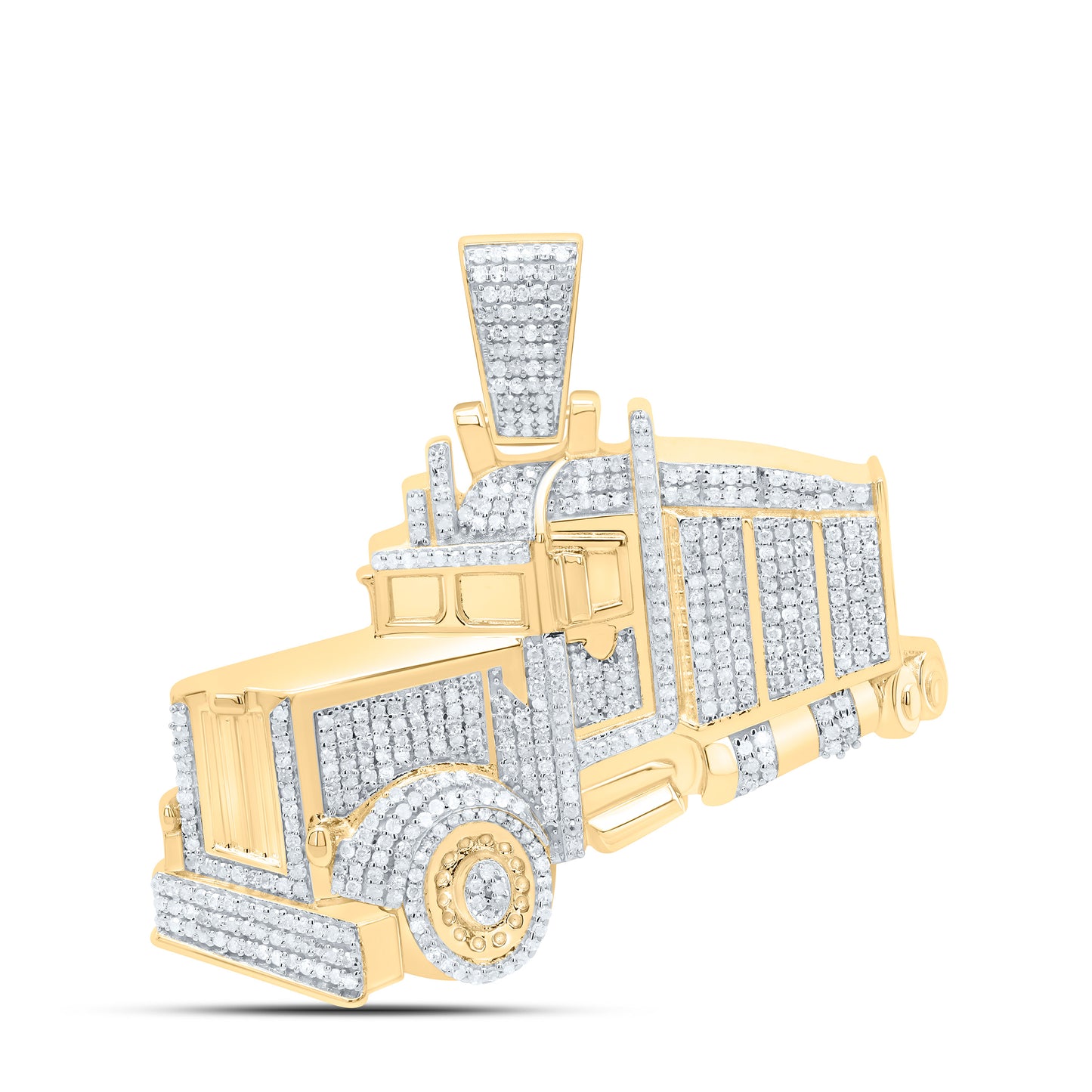 Sterling Silver 1 Cttw Natural Diamond P3 Truck Mens Charm