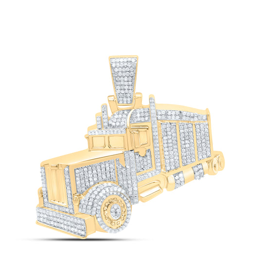 Sterling Silver 1 Cttw Natural Diamond P3 Truck Mens Charm