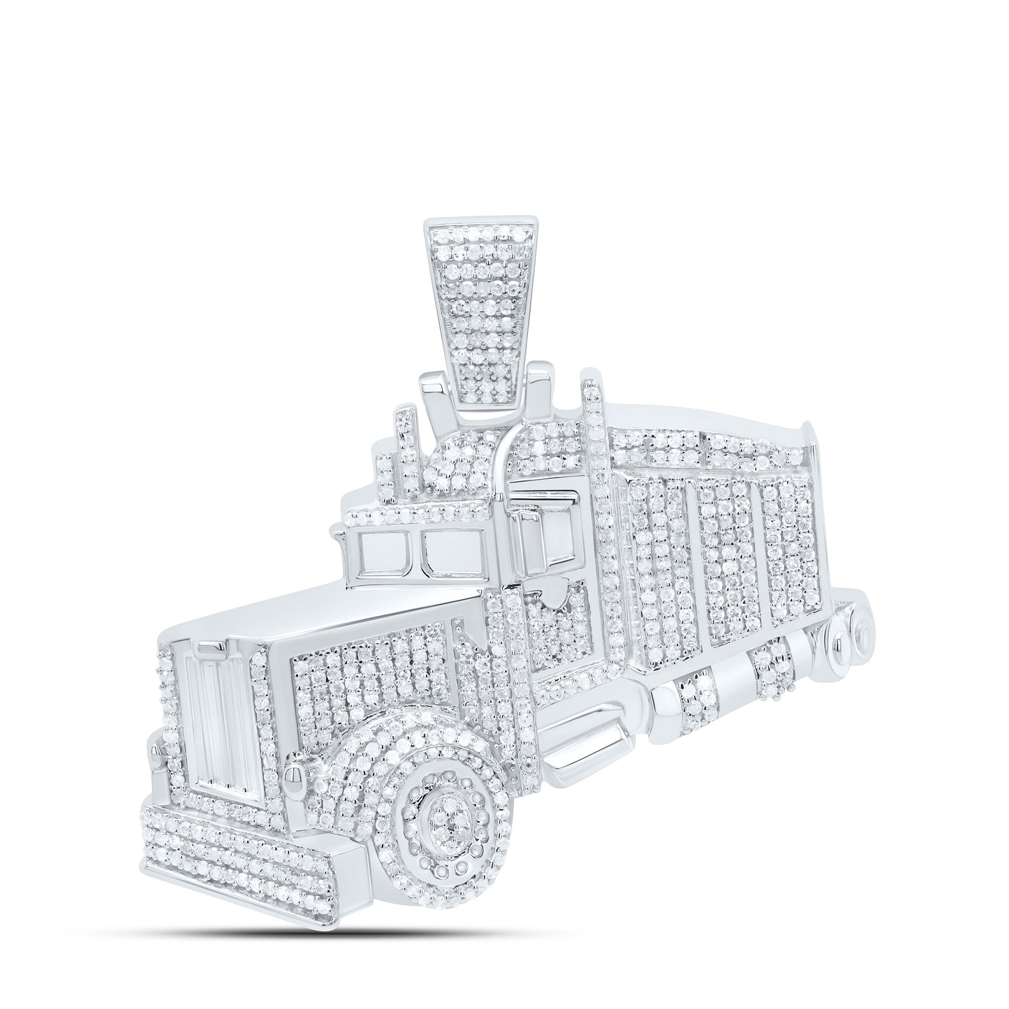 Sterling Silver 1 Cttw Natural Diamond P3 Truck Mens Charm
