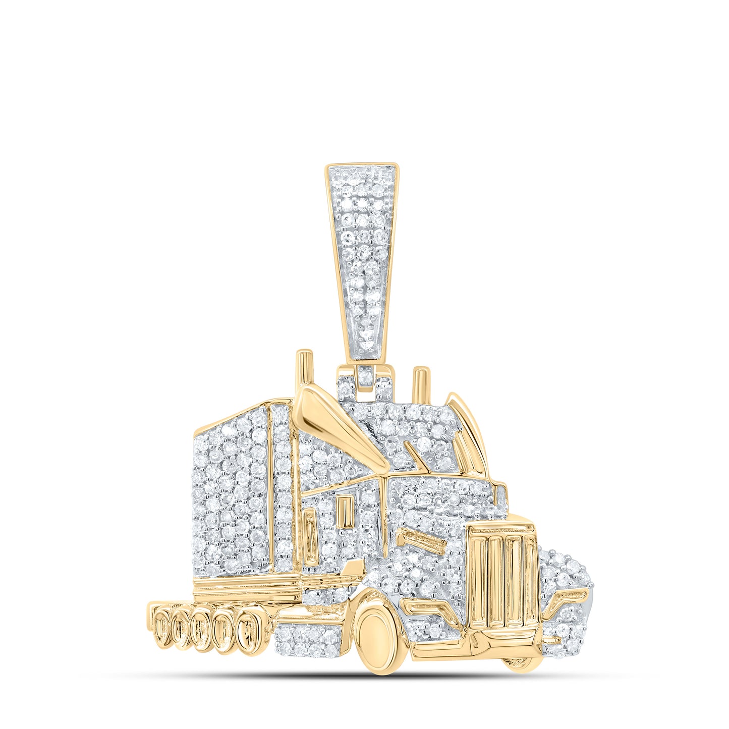 Sterling Silver 5/8Cttw Natural Diamond P3 Truck Mens Charm