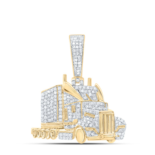 Sterling Silver 5/8Cttw Natural Diamond P3 Truck Mens Charm