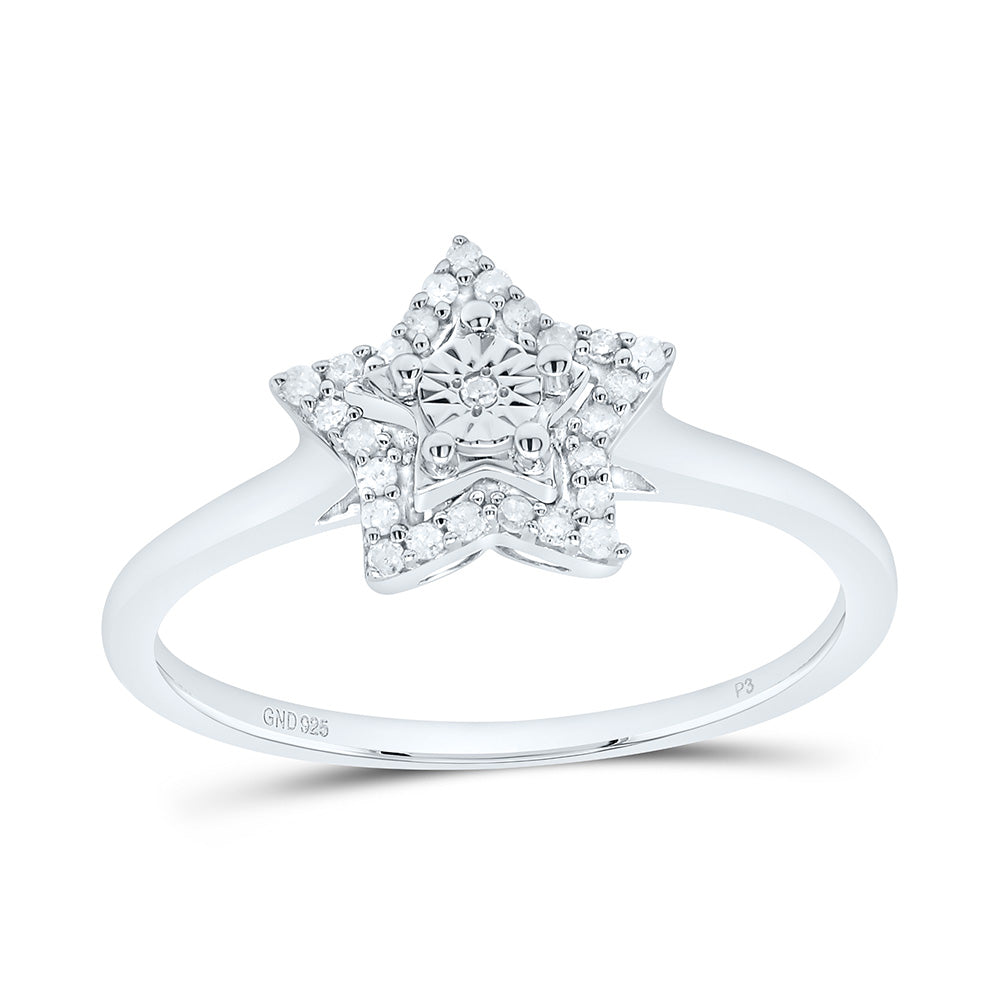 Sterling Silver 1/10Cttw Natural Diamond Gift Star Ring