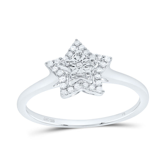 Sterling Silver 1/10Cttw Natural Diamond Gift Star Ring