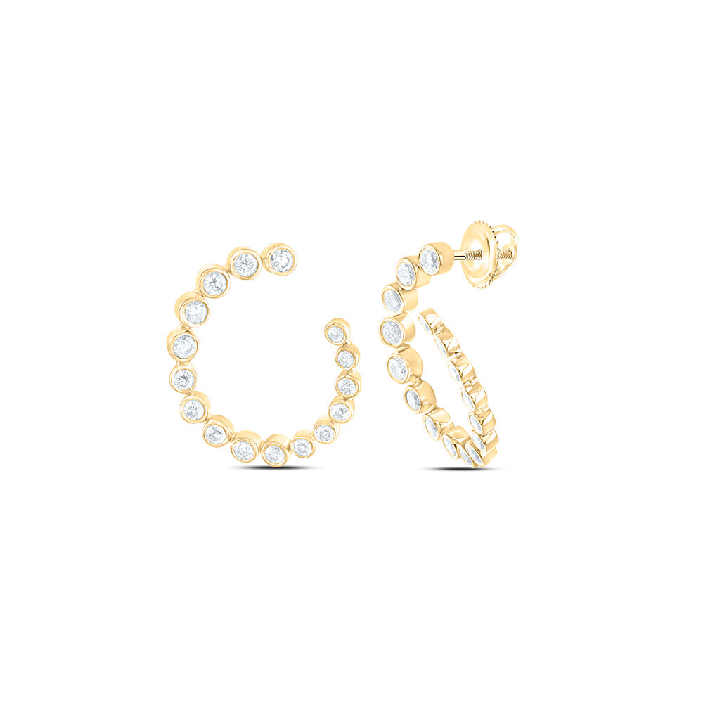 14K Yellow Or White Gold 3/4Cttw Natural Diamond Fashion Hoops Earring