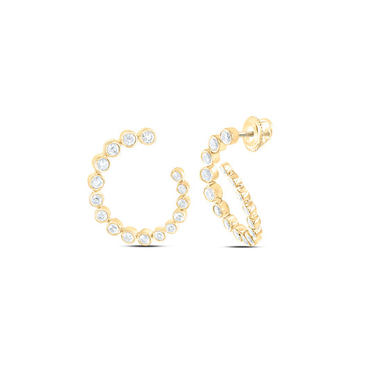 14K Yellow Or White Gold 3/4Cttw Natural Diamond Fashion Hoops Earring