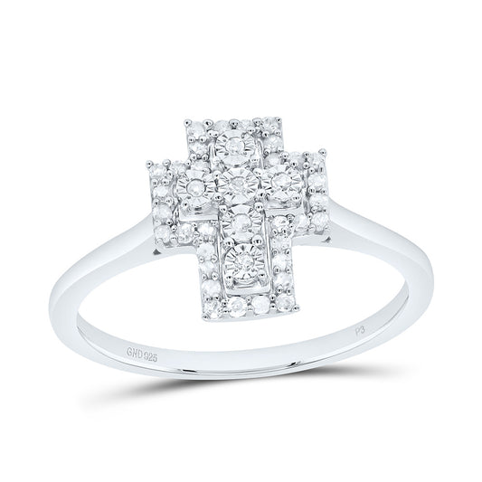 Sterling Silver 1/6Cttw Natural Diamond Gift Cross Ring
