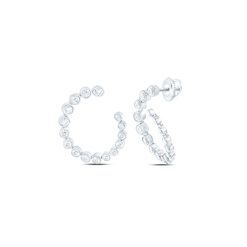 14K Yellow Or White Gold 3/4Cttw Natural Diamond Fashion Hoops Earring