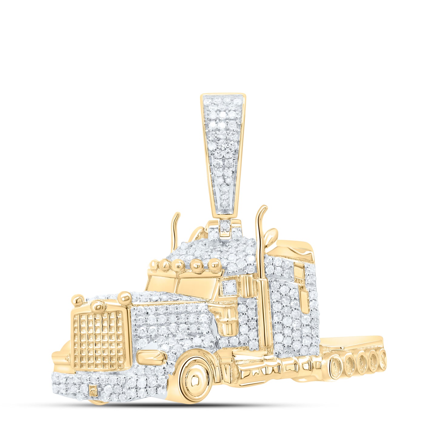 Sterling Silver 3/4Cttw Natural Diamond P3 Truck Mens Charm