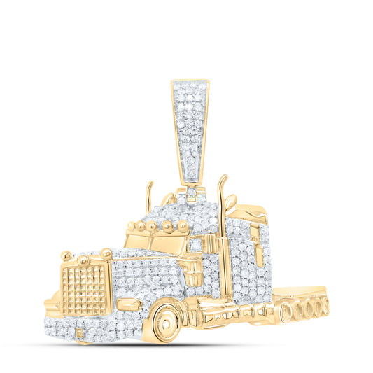 Sterling Silver 3/4Cttw Natural Diamond P3 Truck Mens Charm