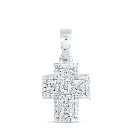 Sterling silver 1/5 Cttw Natural Diamond Cross Pendant