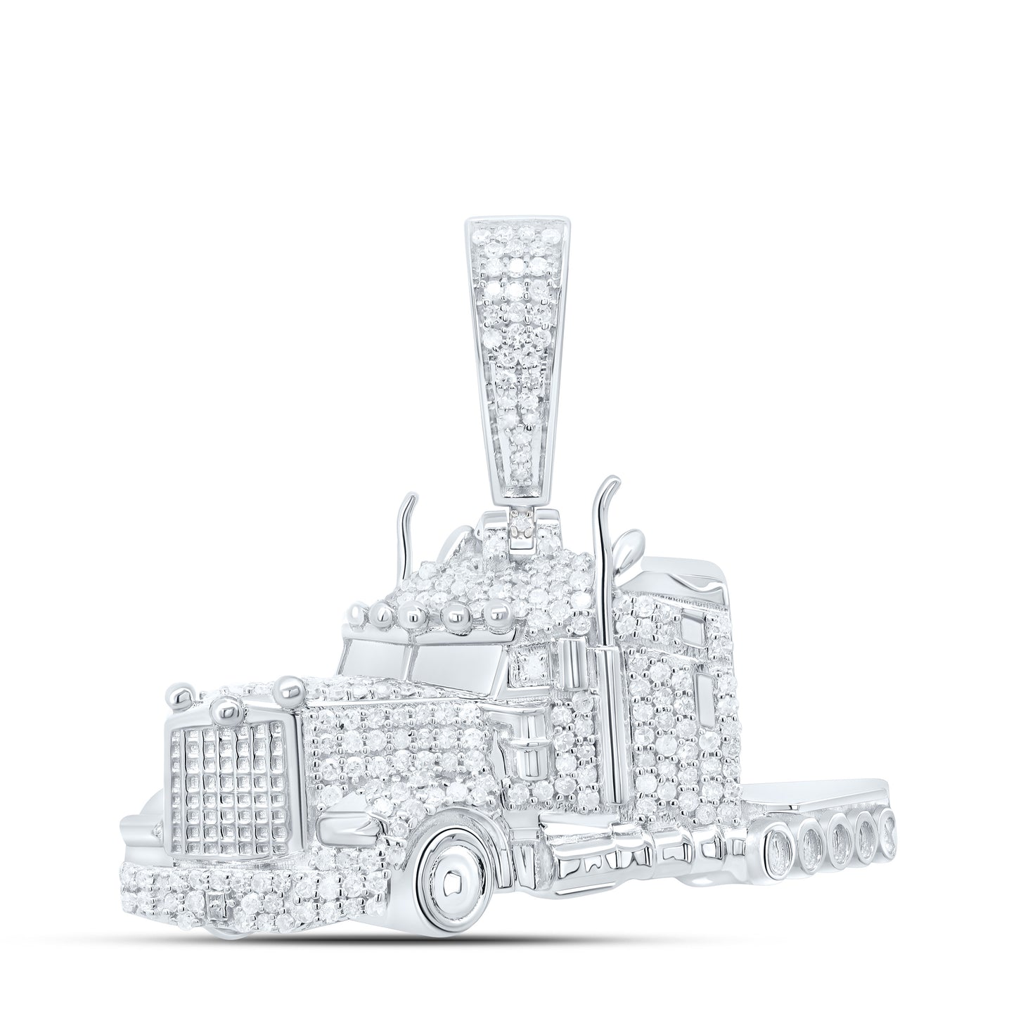 Sterling Silver 3/4Cttw Natural Diamond P3 Truck Mens Charm