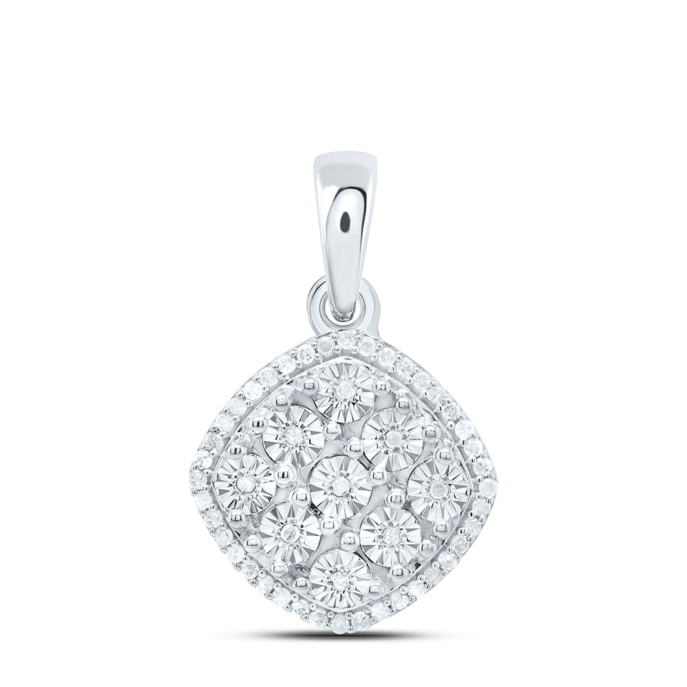 Sterling Silver 1/5Cttw Natural Diamond Gift Curved Fanuk Pendant