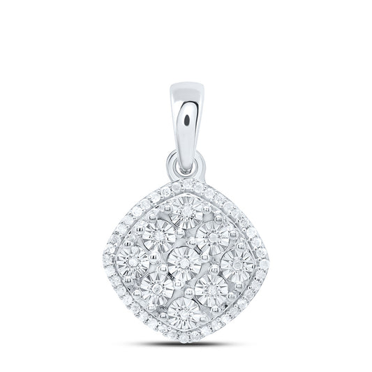 Sterling Silver 1/5Cttw Natural Diamond Gift Curved Fanuk Pendant