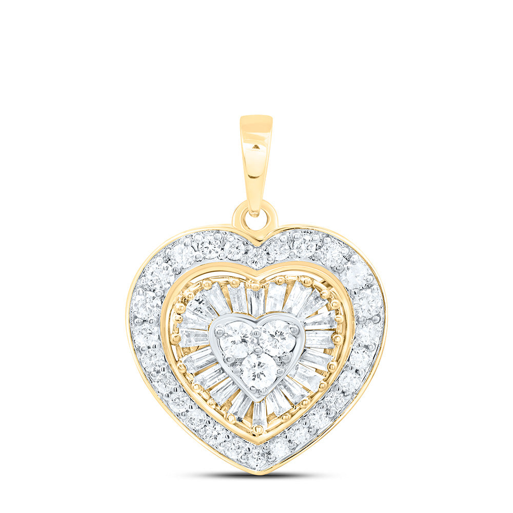 14K Yellow Or White Gold 1/2Cttw Natural Diamond Cn Fashion Heart Pendant
