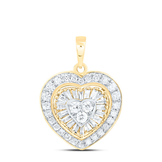 14K Yellow Or White Gold 1/2Cttw Natural Diamond Cn Fashion Heart Pendant