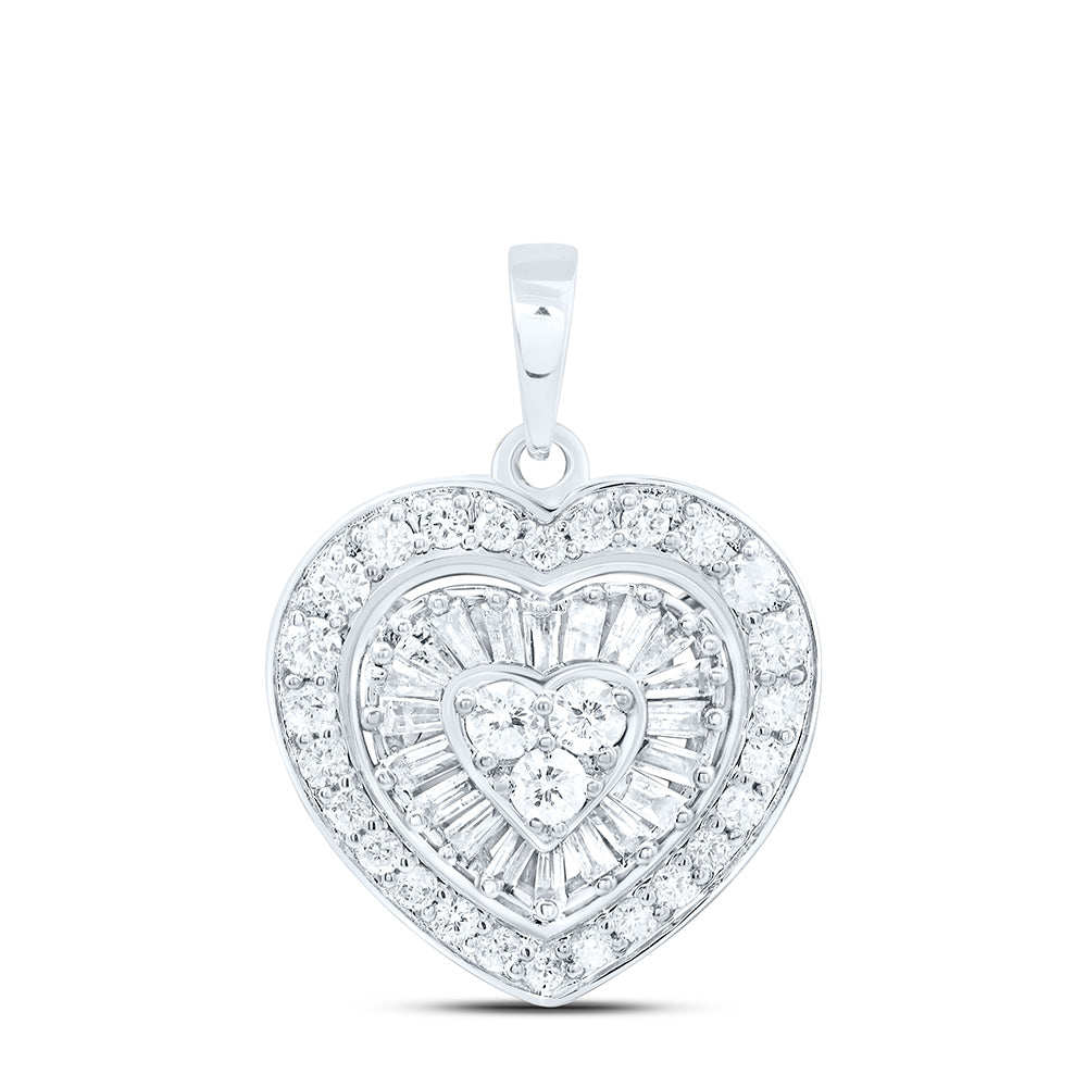 14K Yellow Or White Gold 1/2Cttw Natural Diamond Cn Fashion Heart Pendant