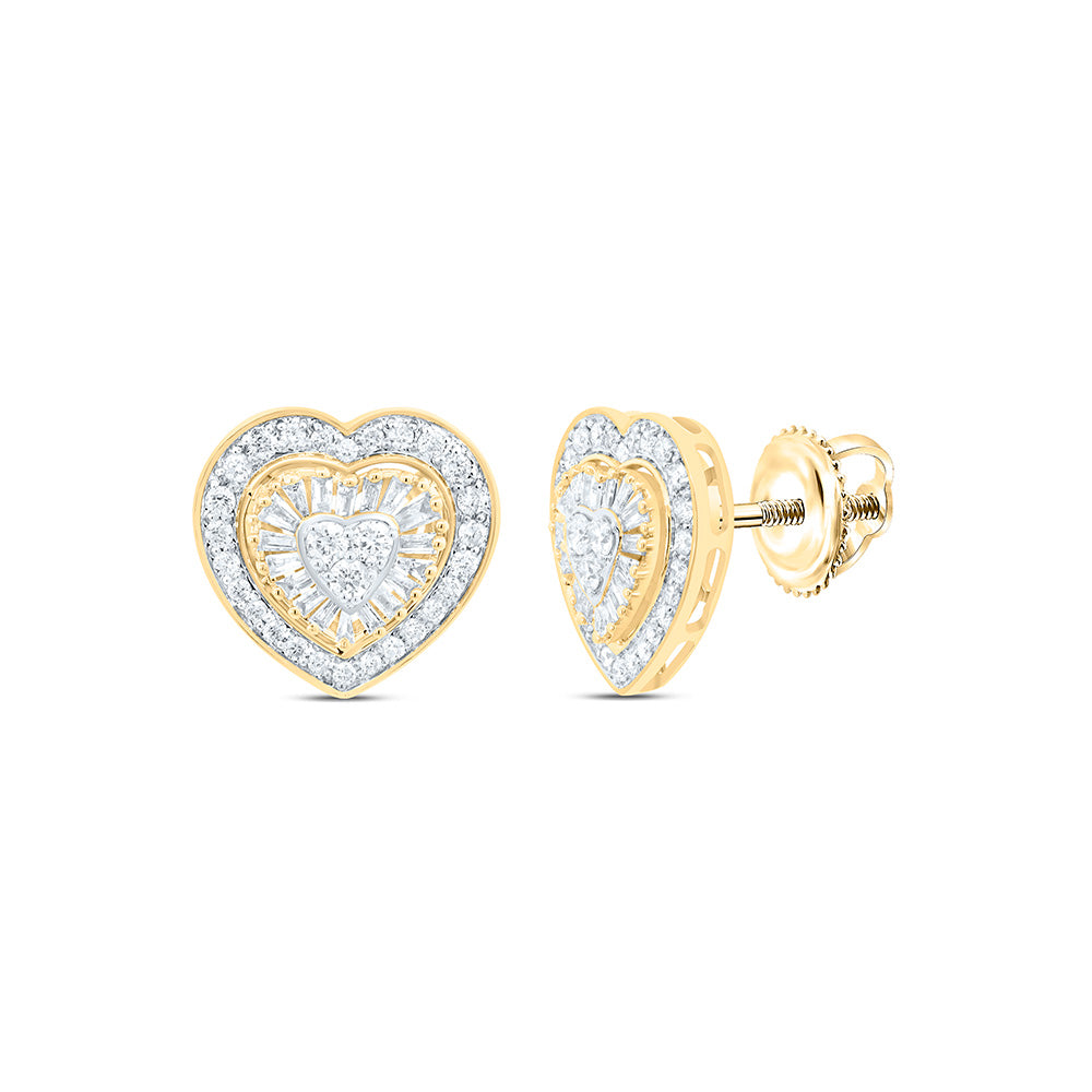 14K Yellow Or White Gold 5/8Cttw Natural Diamond Cn Fashion Heart Earring