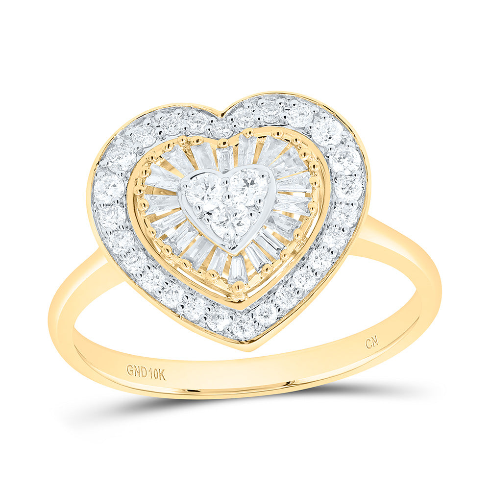 10K Yellow Or White Gold 1/2Cttw Natural Diamond Cn Fashion Heart Ring