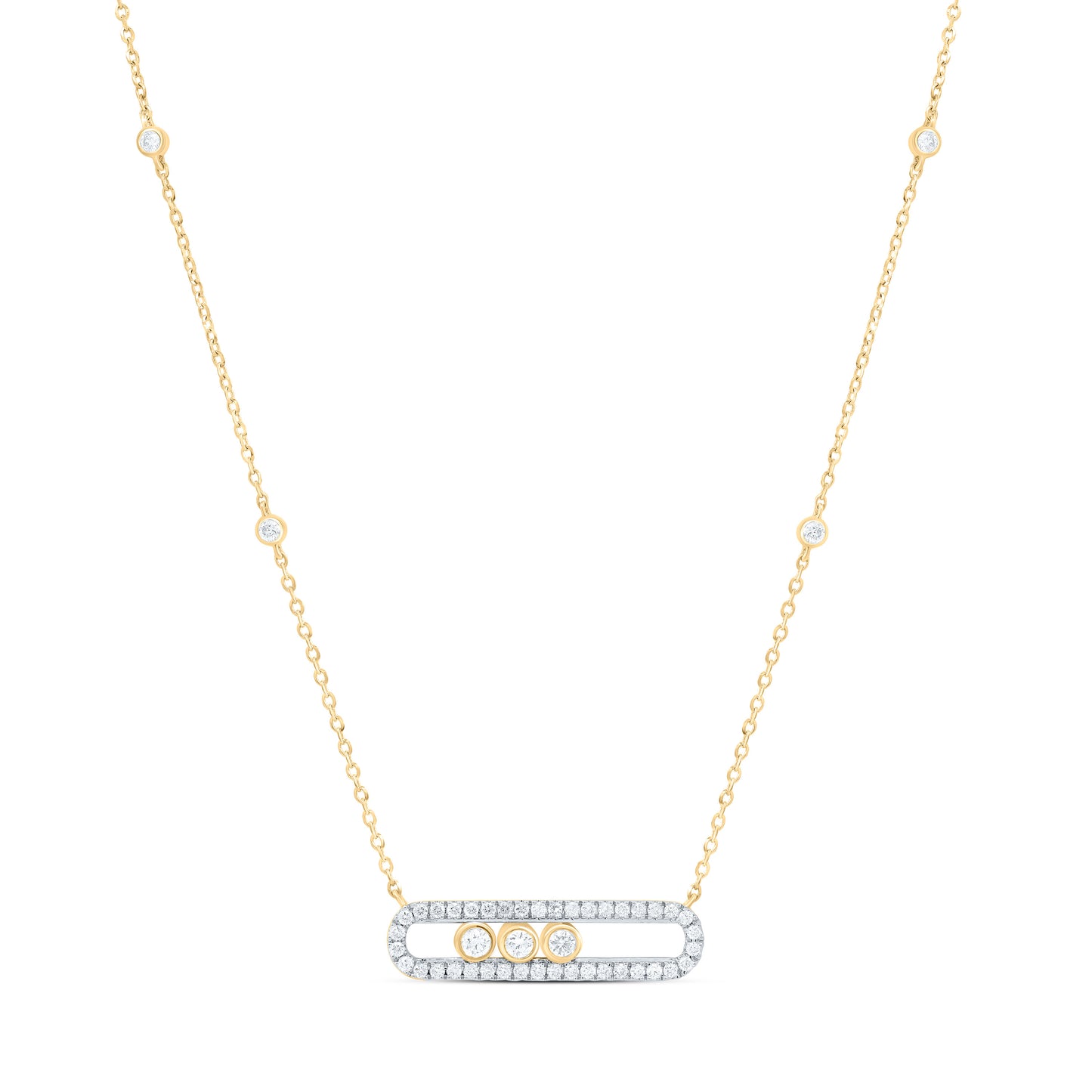 14K Yellow Gold 1/3 Cttw Natural Diamond Cn Fashion Necklace (18 Inch)