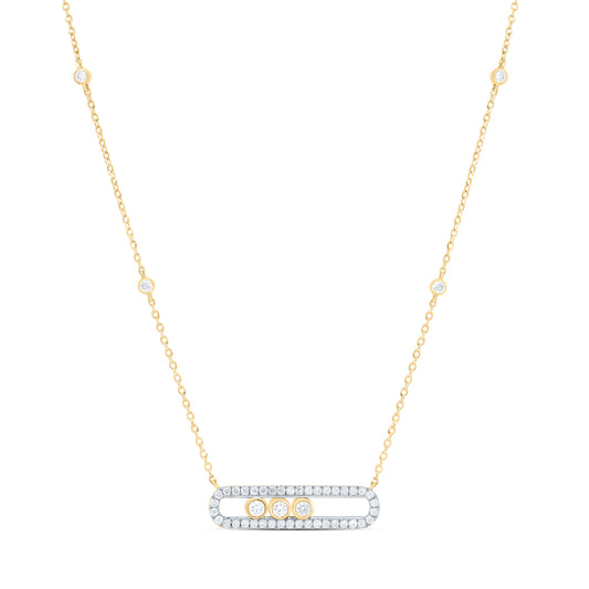 14K Yellow Gold 1/3 Cttw Natural Diamond Cn Fashion Necklace (18 Inch)