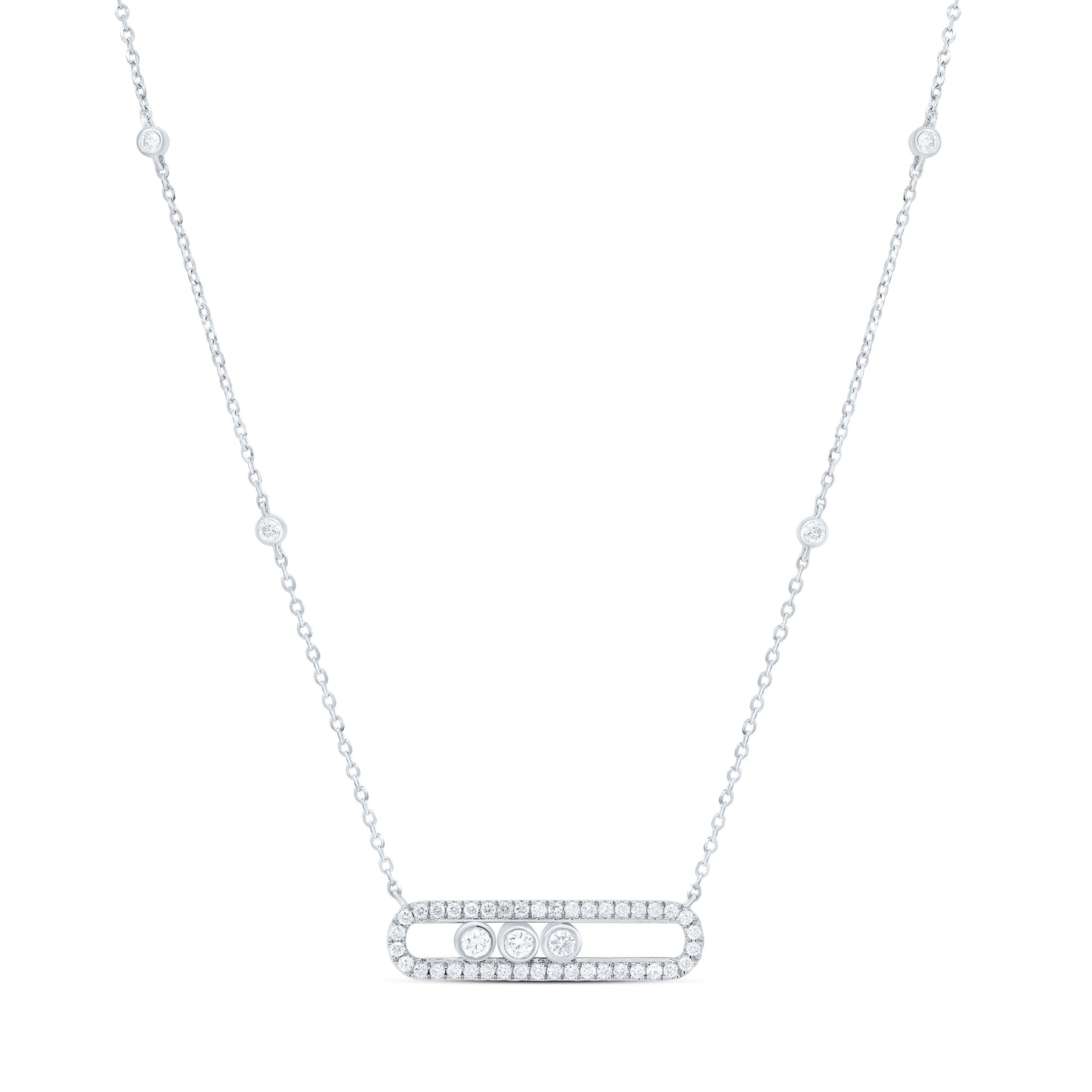 14K White Gold 1/3Cttw Natural Diamond Fashion Necklace (18 Inch)