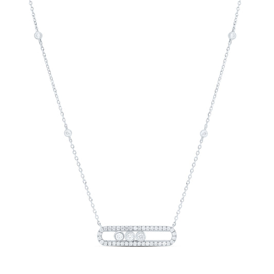 14K White Gold 1/3Cttw Natural Diamond Fashion Necklace (18 Inch)