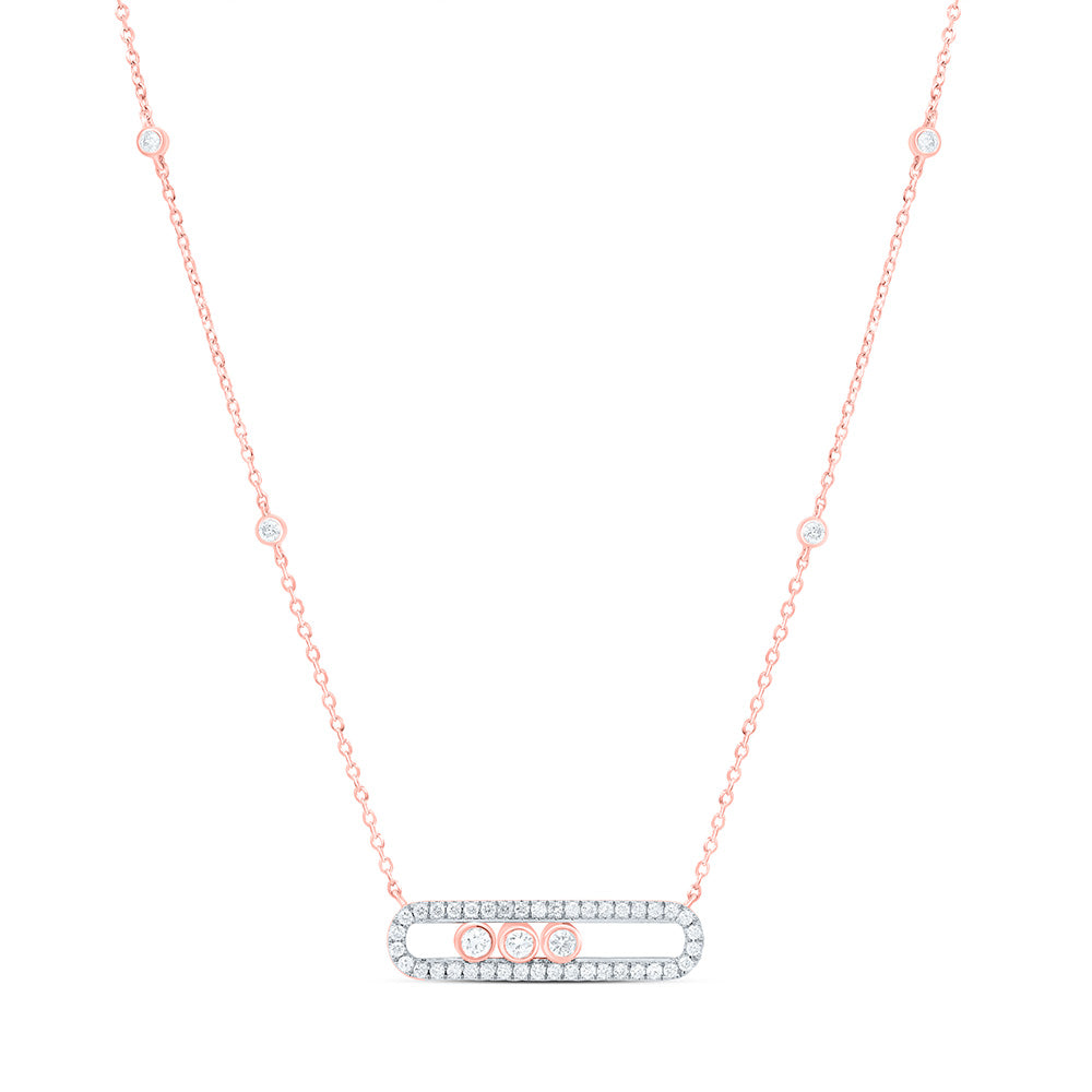 14K Rose Gold 1/3Cttw Natural Diamond Cn Fashion Necklace (18 Inch)