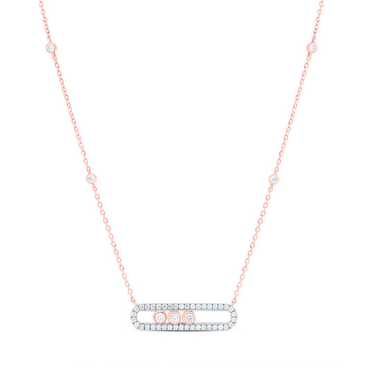 14K Rose Gold 1/3Cttw Natural Diamond Cn Fashion Necklace (18 Inch)