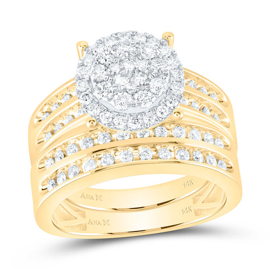 14K Yellow Gold 1 1/3Cttw Natural Diamond Round Trio Set