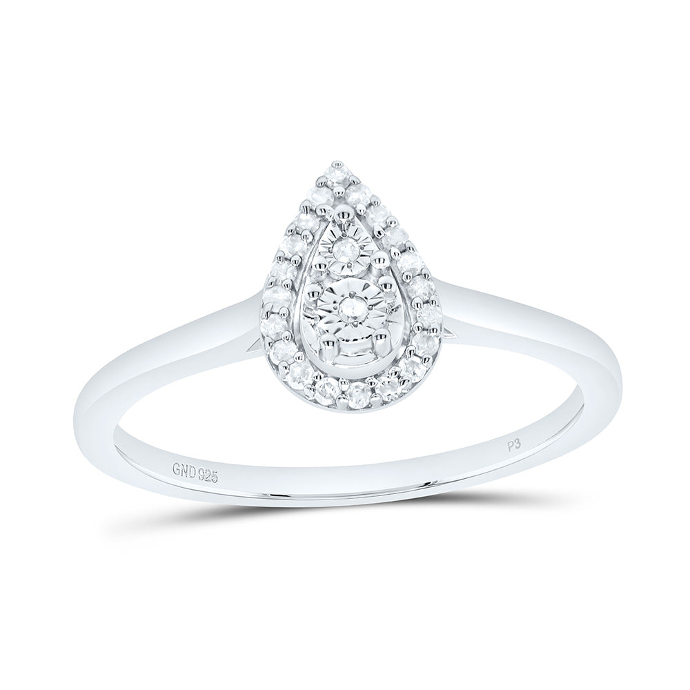 Sterling silver 1/10 Cttw Natural Diamond Fanuk Pear Bridal Anniversary Wedding Engagement Band Ring