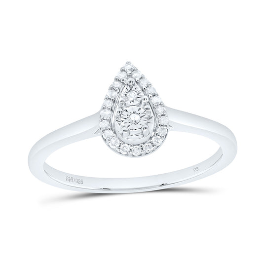 Sterling silver 1/10 Cttw Natural Diamond Fanuk Pear Bridal Anniversary Wedding Engagement Band Ring