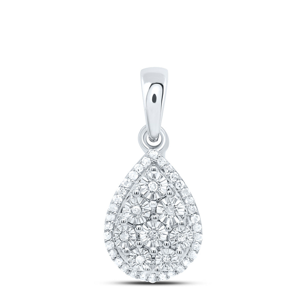 Sterling Silver 1/6Cttw Natural Diamond Gift Fanuk Pear Pendant