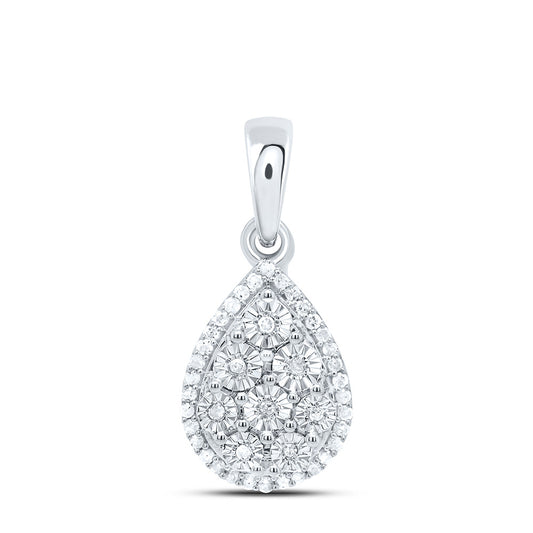 Sterling Silver 1/6Cttw Natural Diamond Gift Fanuk Pear Pendant