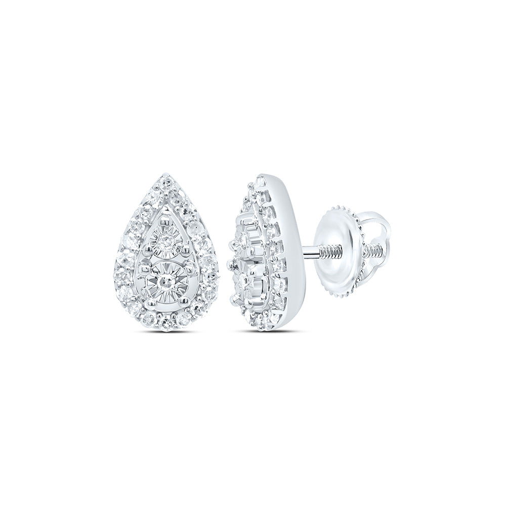 Sterling silver 1/5 Cttw Natural Diamond Fanuk Pear Earring