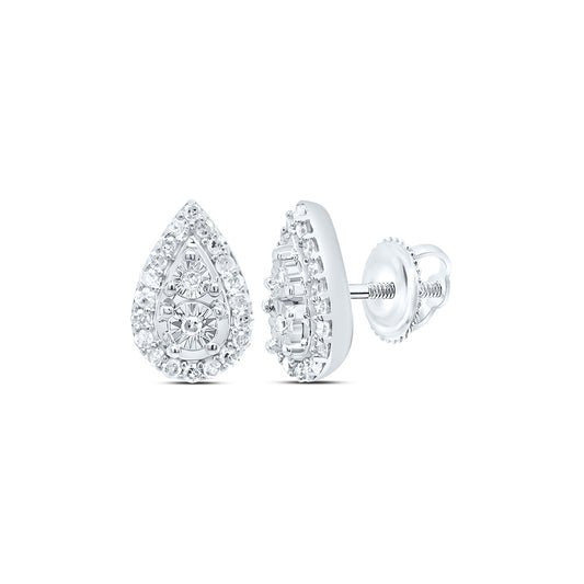 Sterling silver 1/5 Cttw Natural Diamond Fanuk Pear Earring