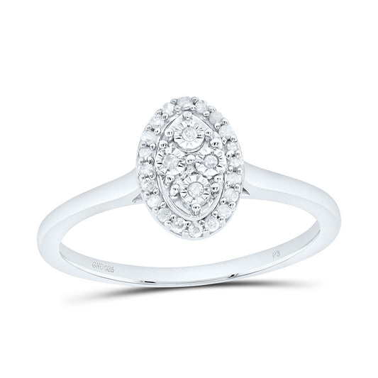 Sterling silver 1/10 Cttw Natural Diamond Fanuk Oval Bridal Anniversary Wedding Engagement Band Ring
