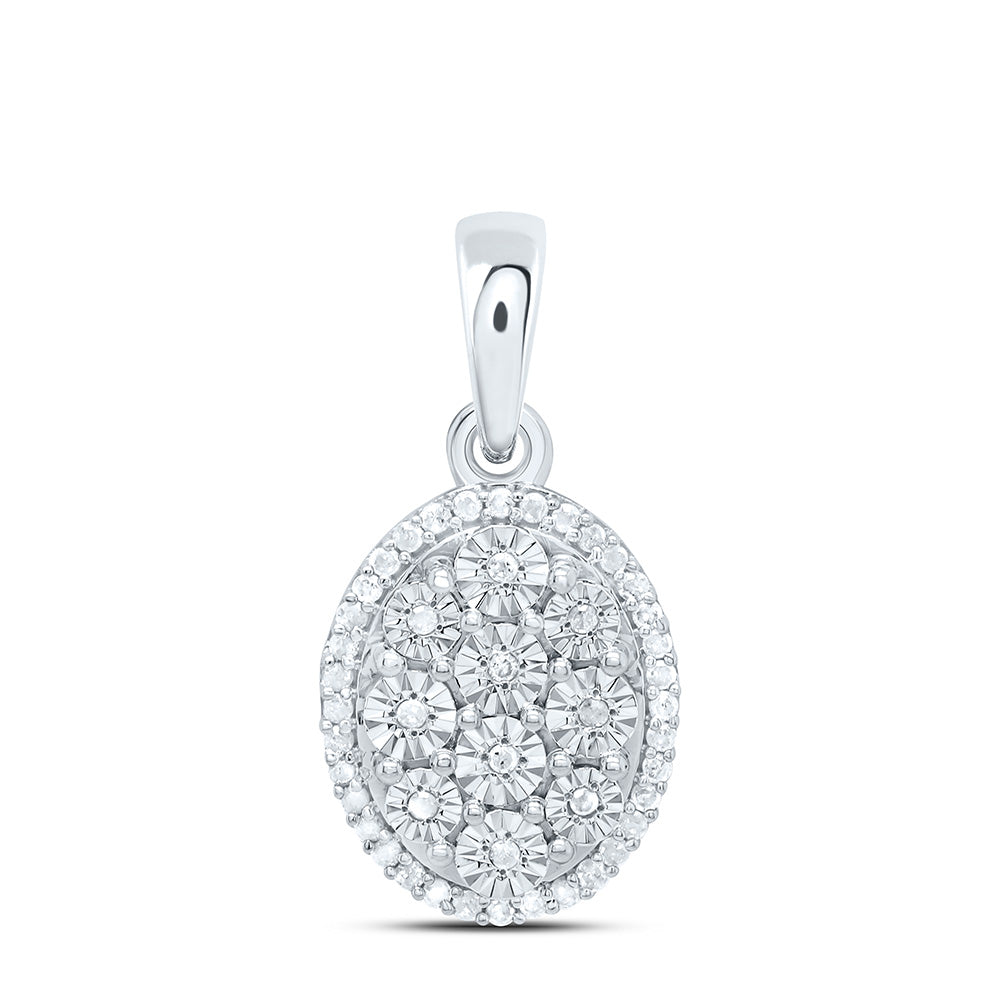 Sterling Silver 1/5Cttw Natural Diamond Gift Fanuk Oval Pendant