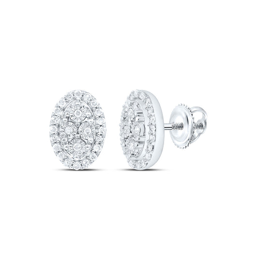 Sterling Silver 1/5Cttw Natural Diamond Gift Fanuk Oval Earring