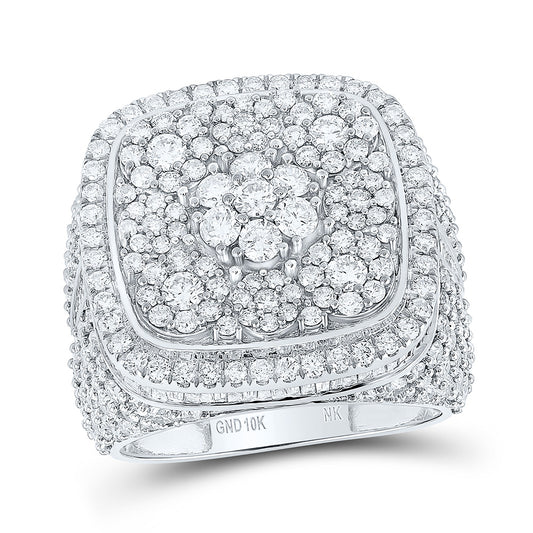 10K White Gold 5 1/4Cttw Natural Diamond Mens Ring