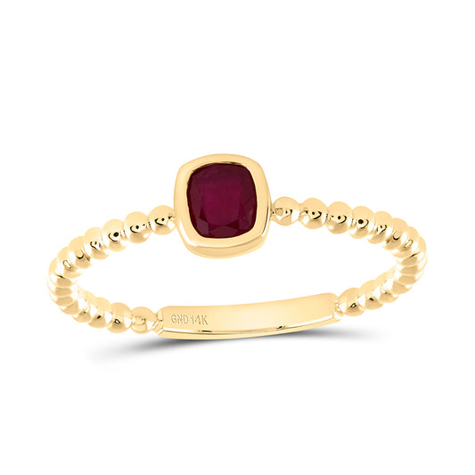14K Yellow Or White Or Rose Gold 4.2X3.8Mm Natural Cushion Gem Ladies Ring