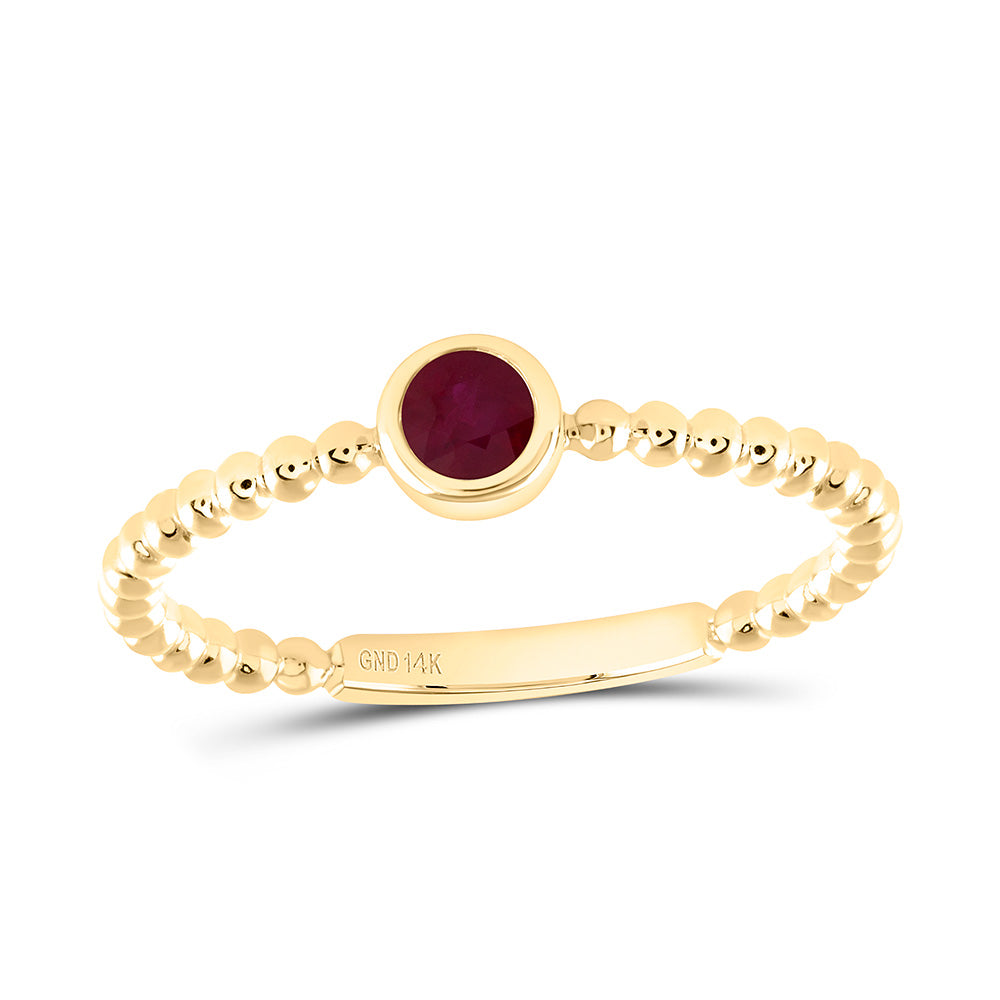 14K Yellow Or White Or Rose Gold 3.2Mm Round Gem Ladies Ring