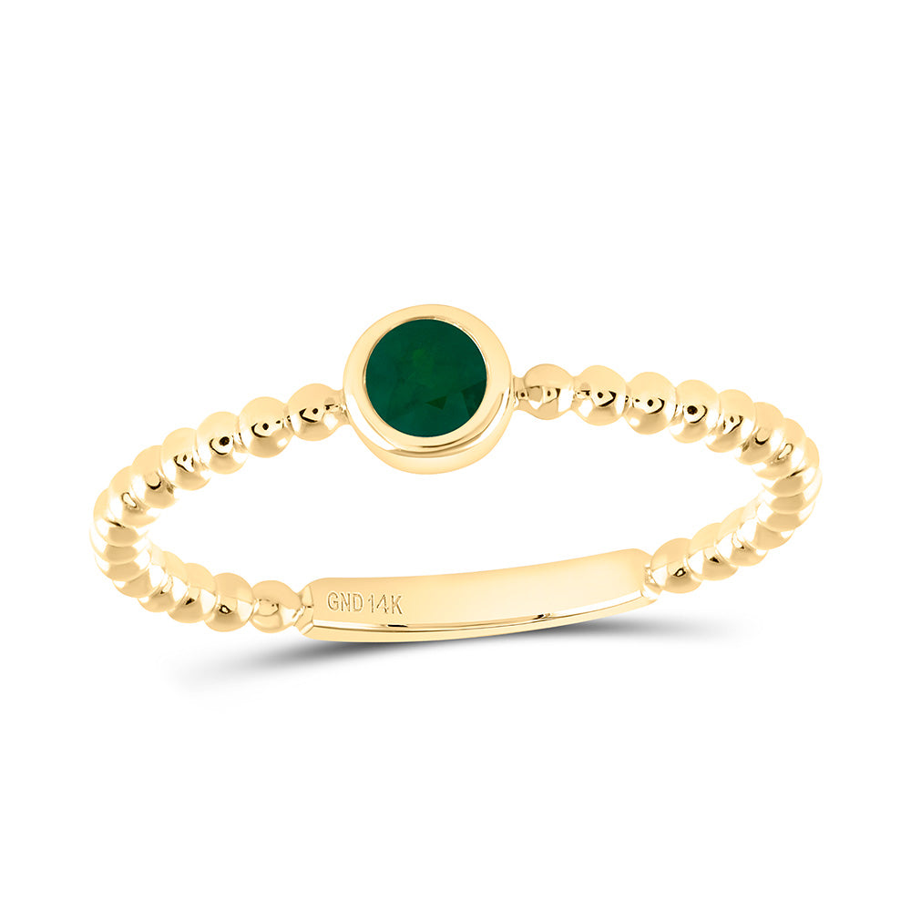 14K Yellow Or White Or Rose Gold 3.2Mm Round Gem Ladies Ring