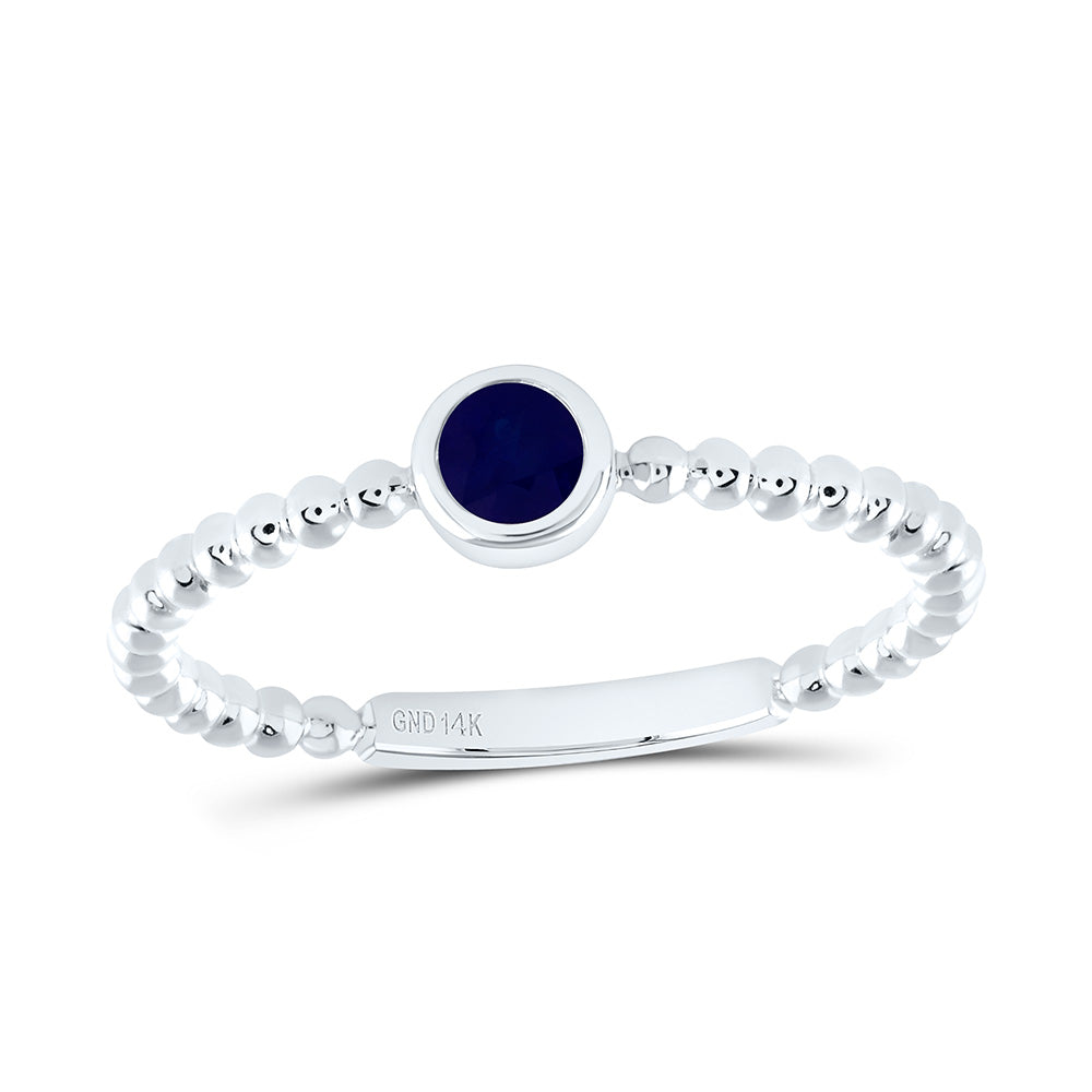14K Yellow Or White Or Rose Gold 3.2Mm Round Gem Ladies Ring