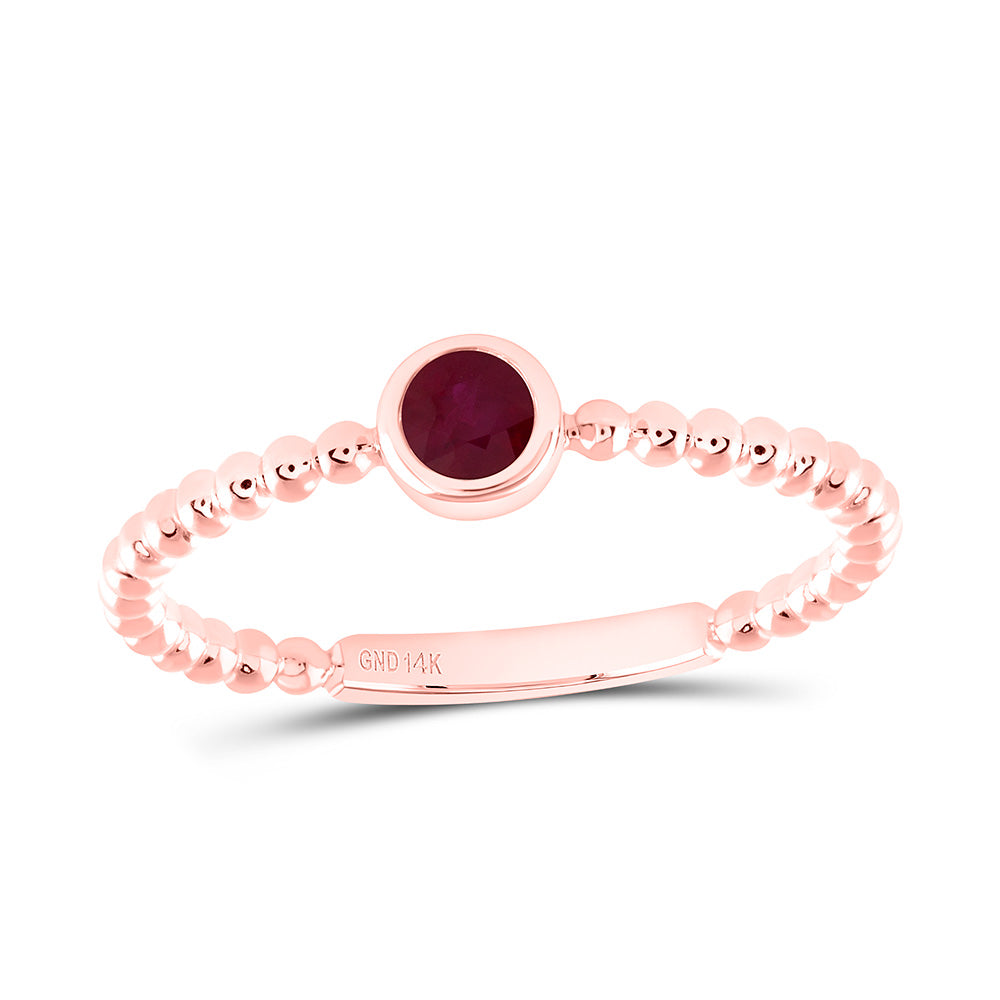 14K Yellow Or White Or Rose Gold 3.2Mm Round Gem Ladies Ring