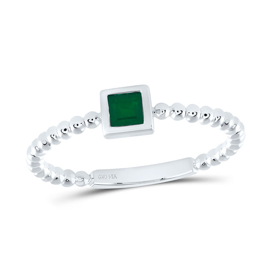 14K White Gold 3.1Mm Natural Gem Princess Ladies Ring